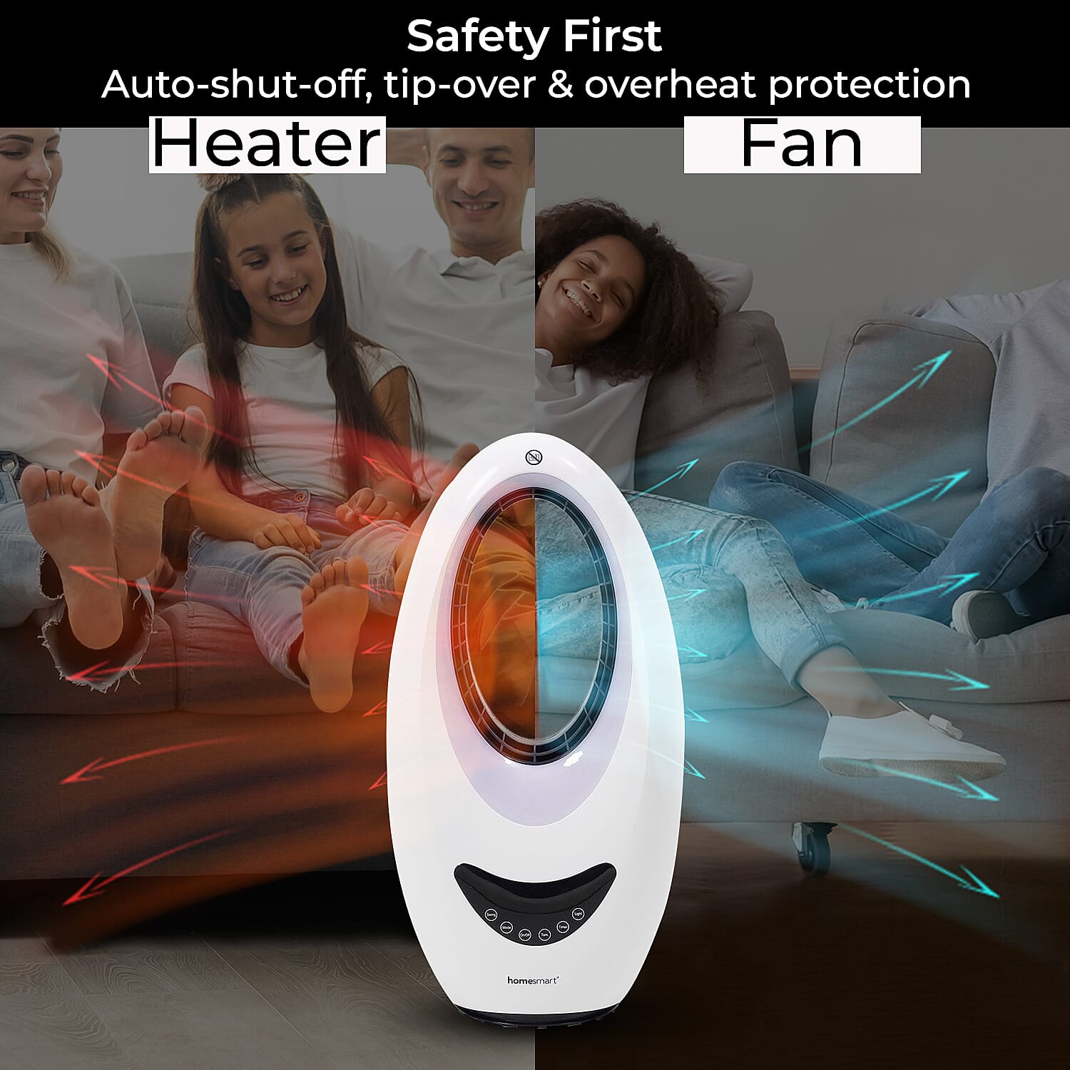 Biggest TV Offer - Energy Efficient 2-In-1 Cooling Fan and Bladeless Heater With Optional Ambient Lights & Remote