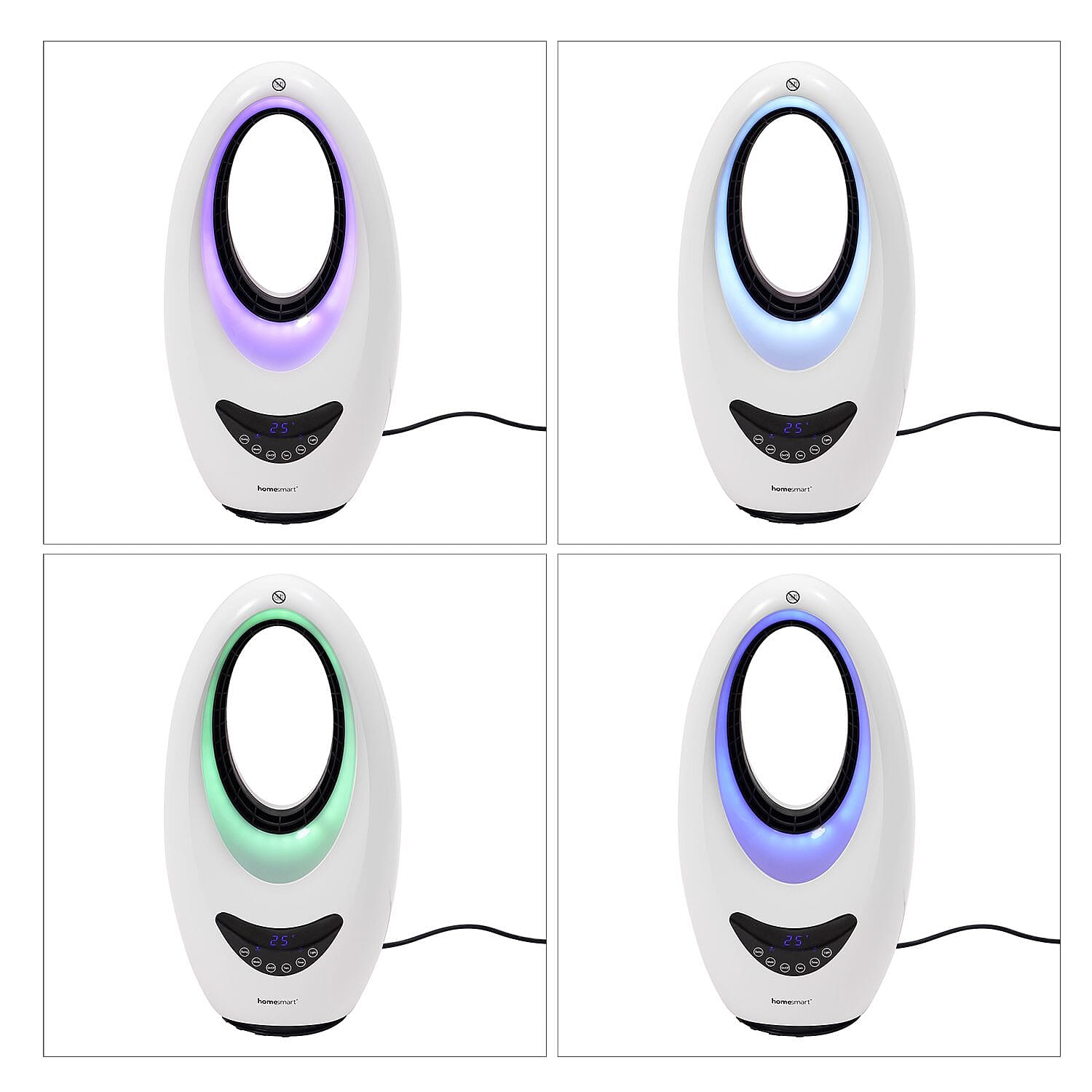 Biggest TV Offer - Energy Efficient 2-In-1 Cooling Fan and Bladeless Heater With Optional Ambient Lights & Remote