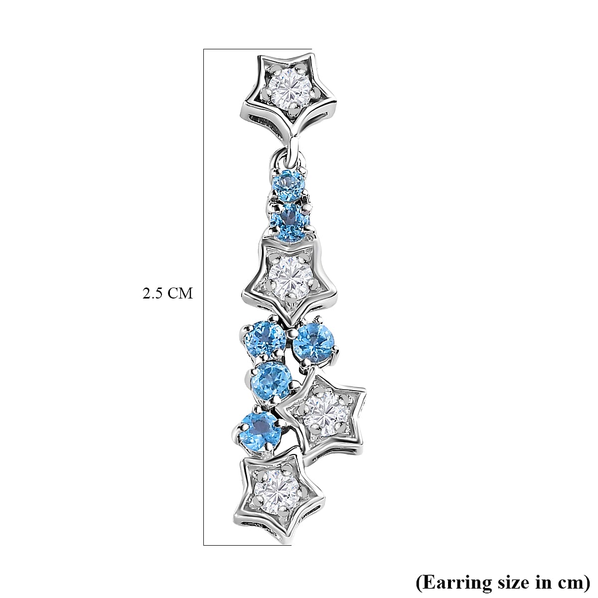 GP Celestial Dream Collection - Moissanite & Skyblue Topaz Dangle Earrings in Platinum Overlay Sterling Silver 1.95 Ct