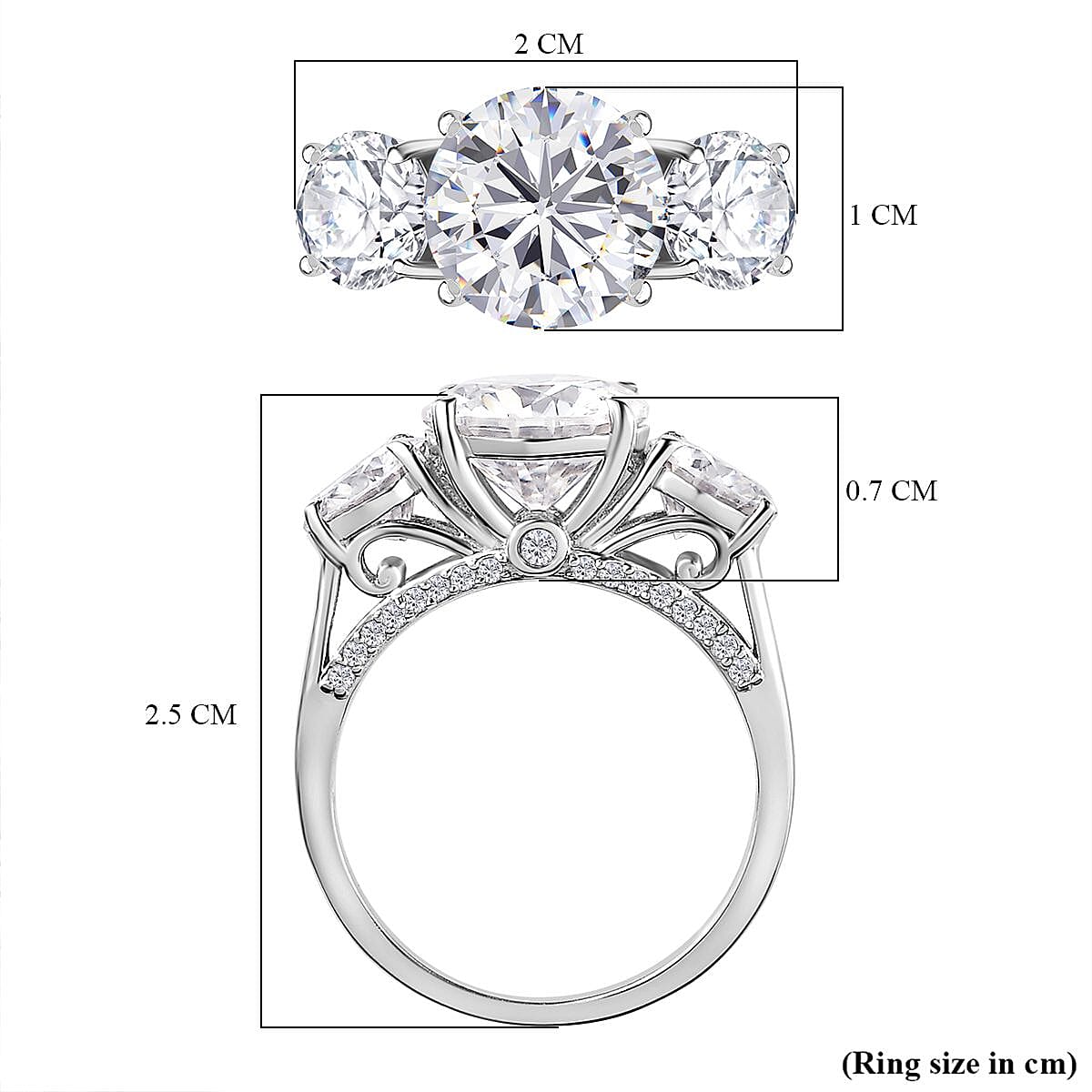 Moissanite Ring in Platinum Overlay Sterling Silver 4.30 Ct. Moissanite Ring in Platinum Overlay Sterling Silver 4.30 Ct.
