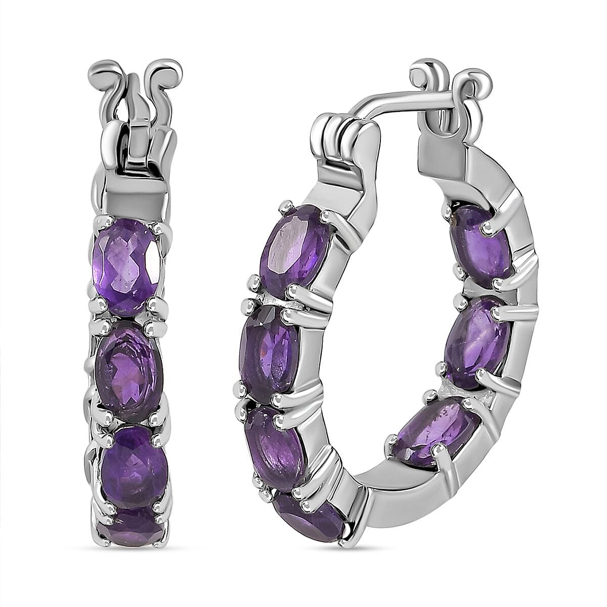 African Amethyst Hoop Earrings 6.14 Ct.