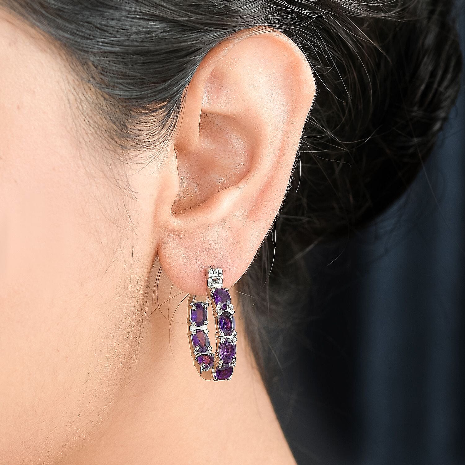African Amethyst Hoop Earrings 6.14 Ct.
