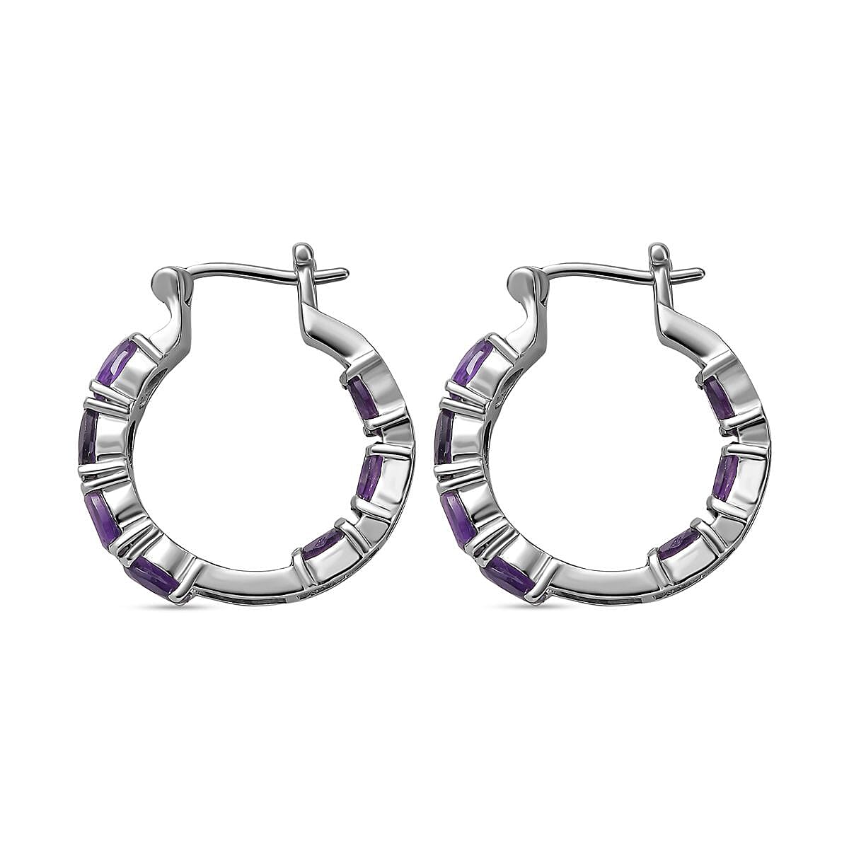 African Amethyst Hoop Earrings 6.14 Ct.