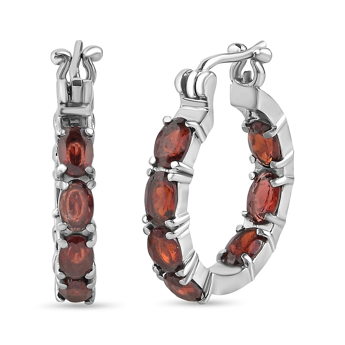Red Garnet J Hoop Half Hoop Earrings 7.826  Ct.