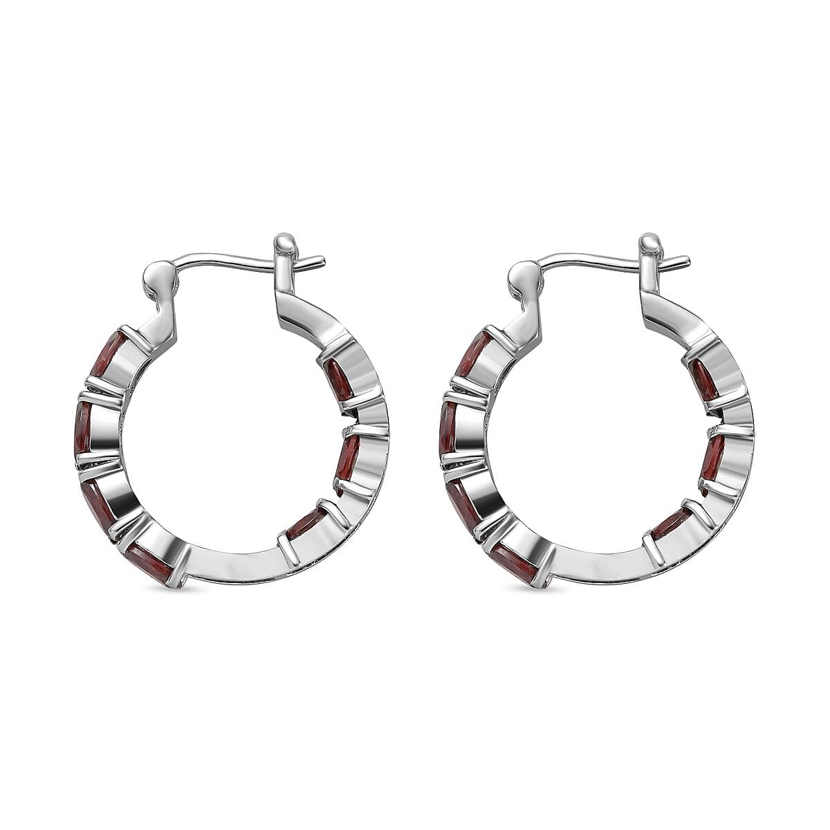 Red Garnet J Hoop Half Hoop Earrings 7.826  Ct.