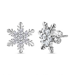 Moissanite Snowflake Stud Earrings in 18K Yellow Gold Vermeil Plated Sterling Silver 1.42 Ct.
