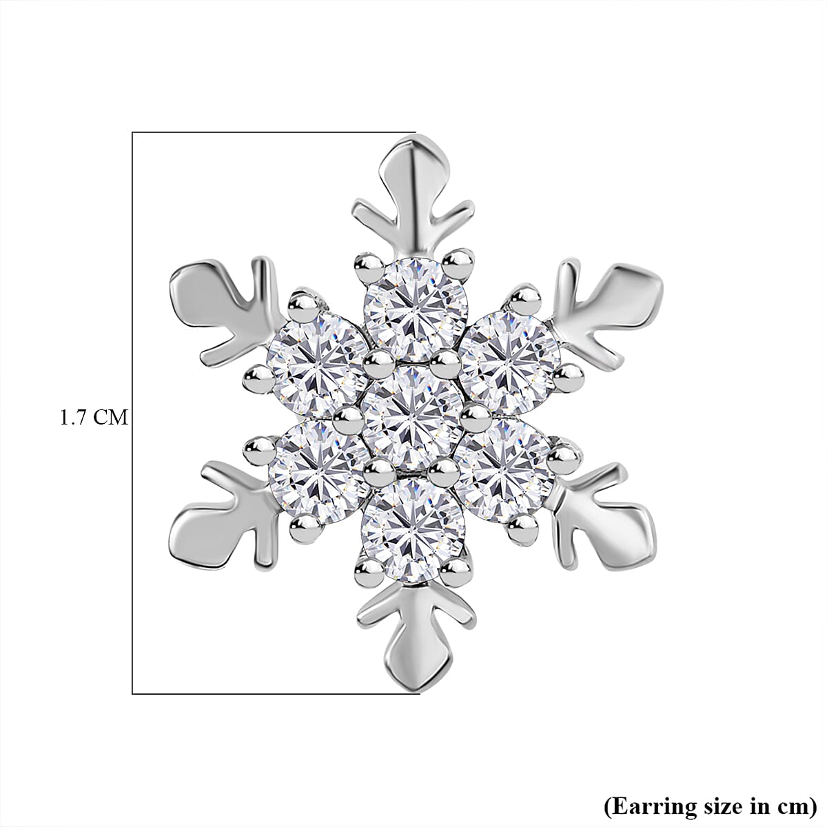 Moissanite Snowflake Stud Earrings in Platinum Overlay Sterling Silver 1.55 Ct.