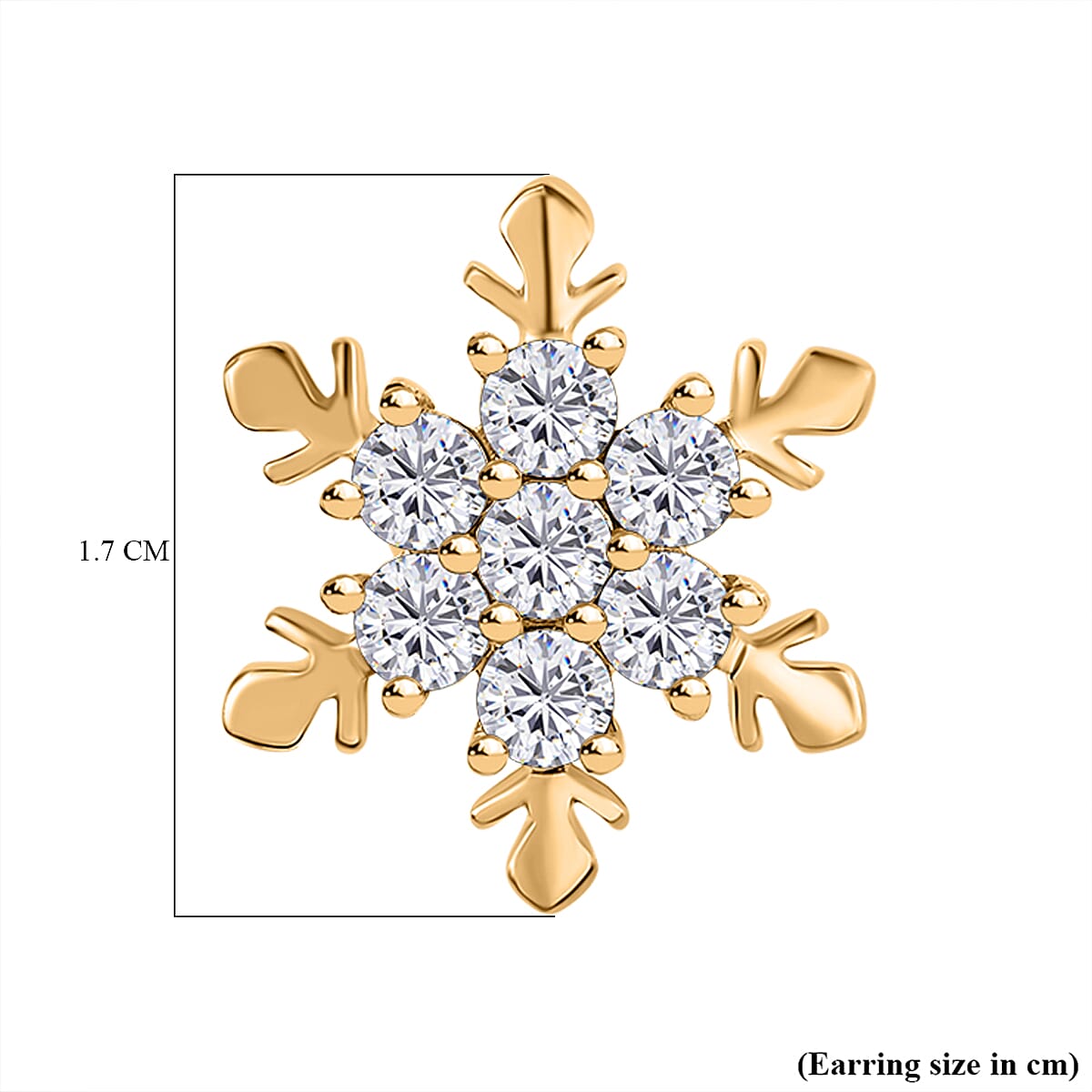 Moissanite Snowflake Earrings in 18K Yellow Gold Vermeil Plated Sterling Silver 1.42 Ct.