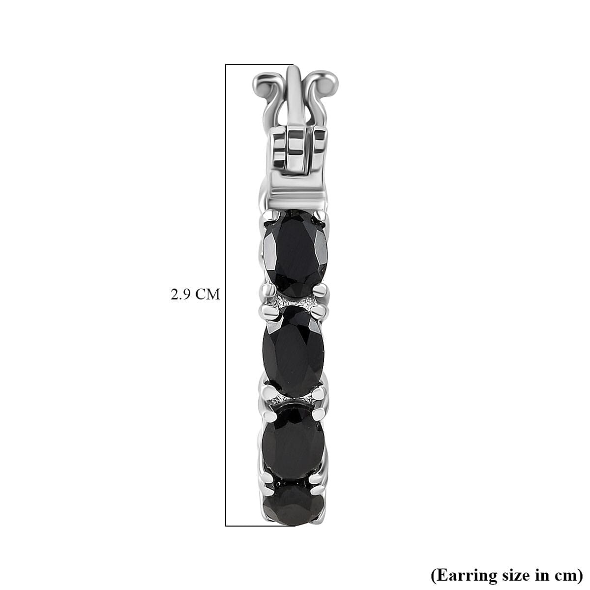 Black Spinel  J Hoop Half Hoop Earring 8.764 Ct.