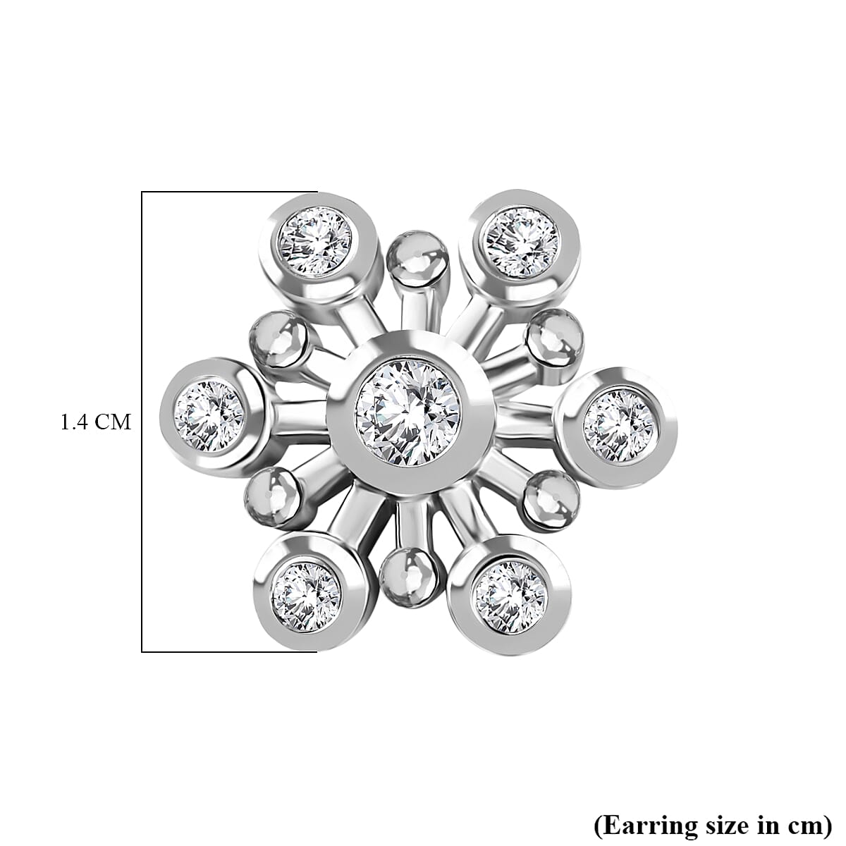 Moissanite Floral Earrings in Platinum Overlay Sterling Silver