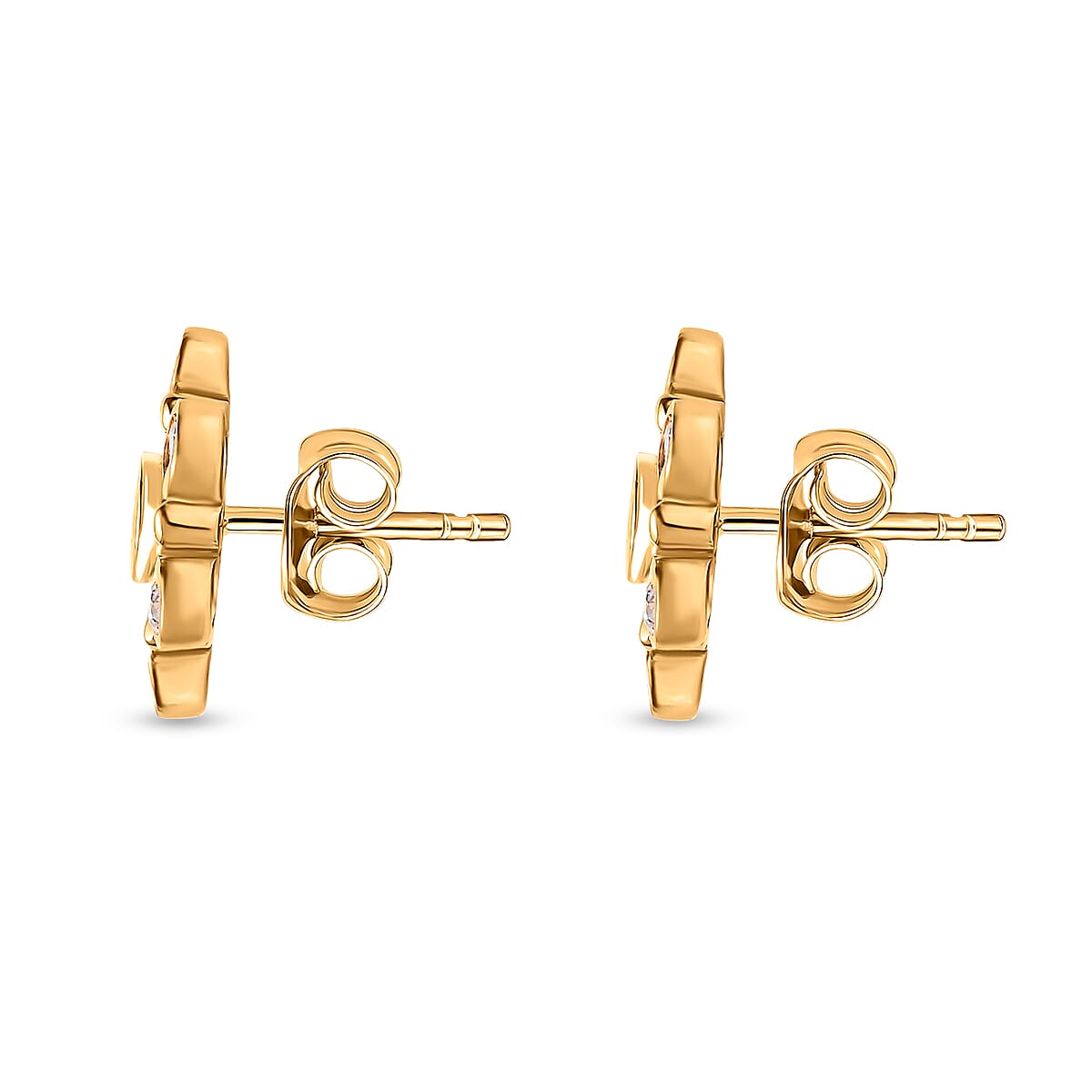 Moissanite Floral Earrings in 18K Yellow Gold Vermeil Plated Sterling Silver