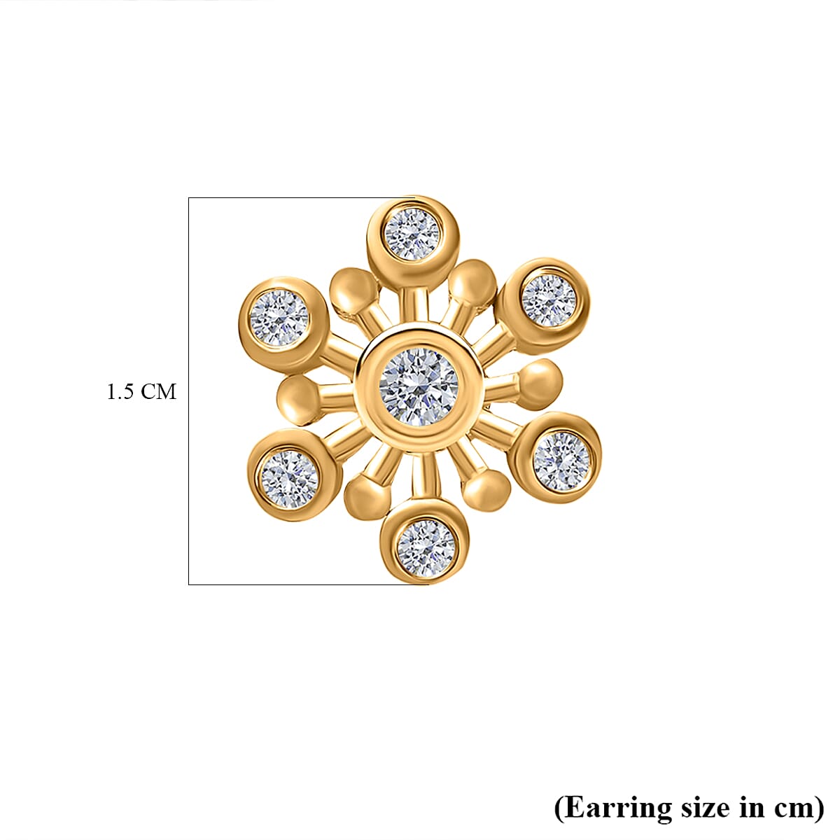 Moissanite Floral Earrings in 18K Yellow Gold Vermeil Plated Sterling Silver