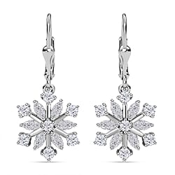 Moissanite Dangling Snowflake Earrings in 18K Yellow Gold Vermeil Plated Sterling Silver 1.48 Ct.