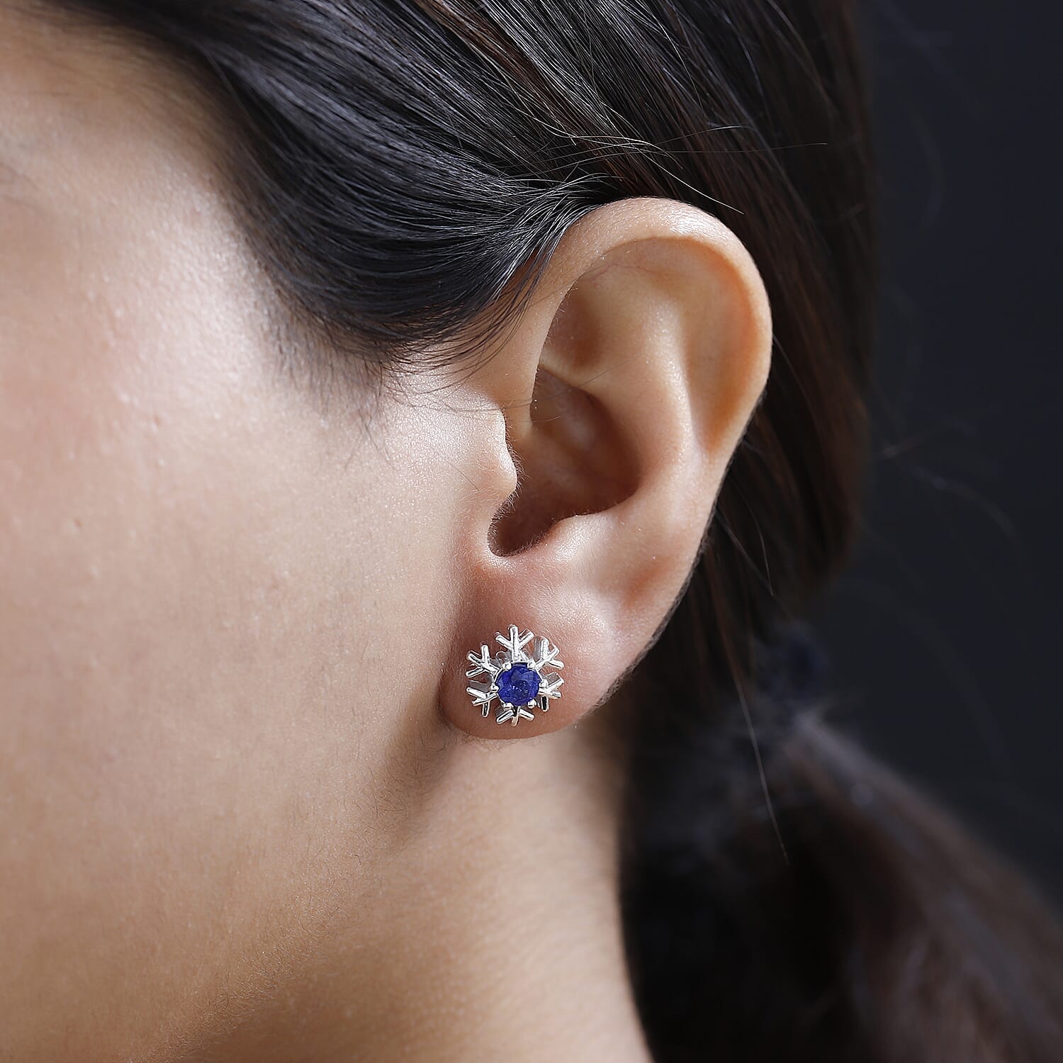 Masoala Sapphire Solitaire Stud Earrings in Platinum Overlay Sterling Silver 1.41 Ct.