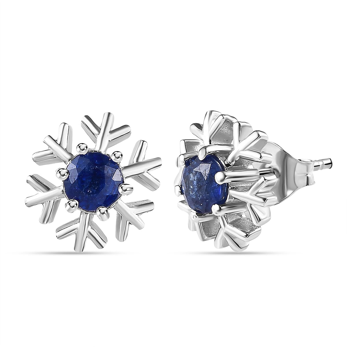 Masoala Sapphire Solitaire Stud Earrings in Platinum Overlay Sterling Silver 1.41 Ct.