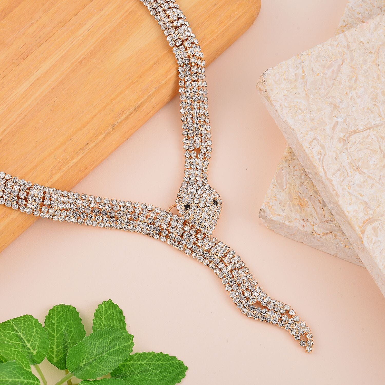 One Time NY Close Out- Serpent Necklace set with over 200 Austrian Crystals