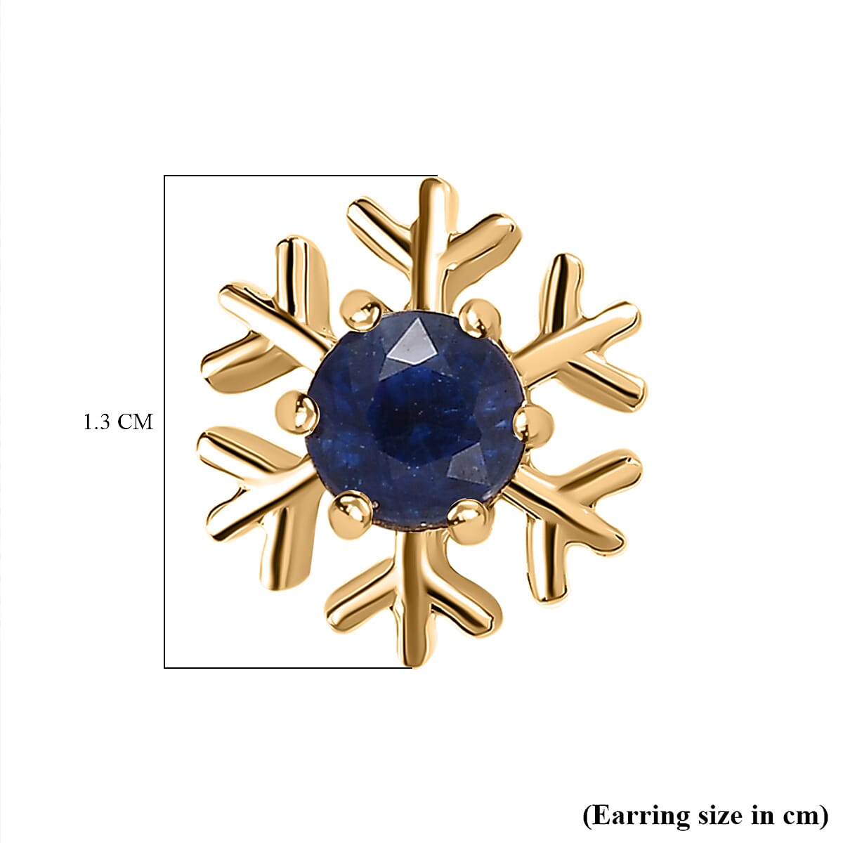 Masoala Sapphire  Solitaire Stud Push Post Earring in Vermeil YG Sterling Silver 1.41 ct  1.410  Ct.
