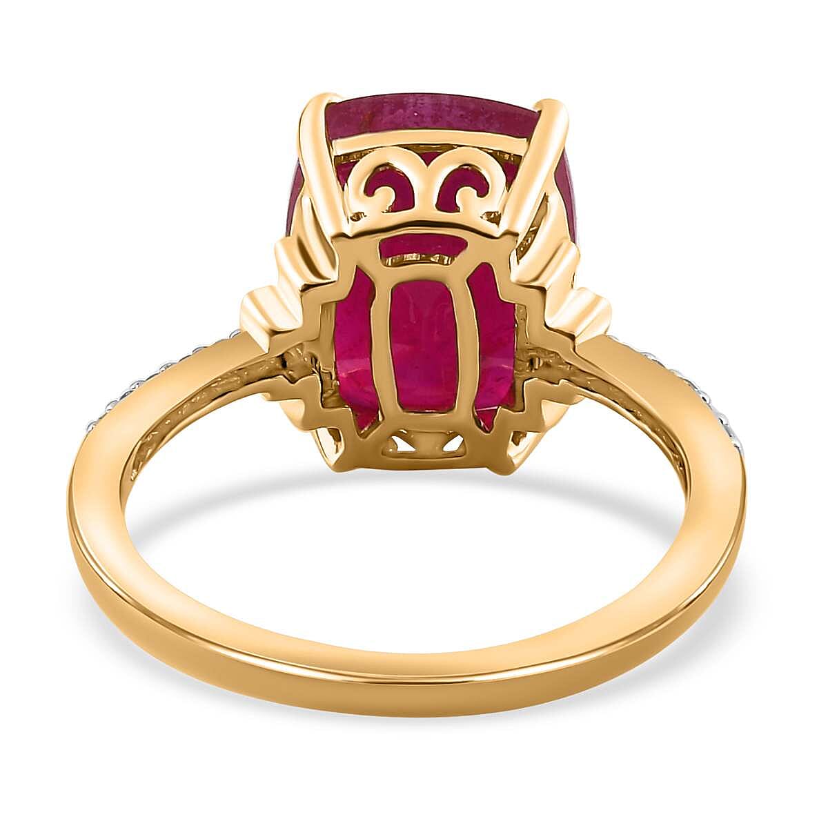9K Yellow Gold African Ruby & Diamond Ring 6.38 Ct