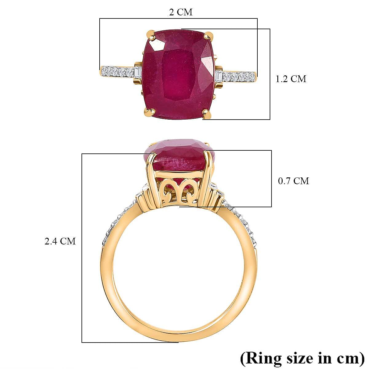 9K Yellow Gold African Ruby & Diamond Ring 6.38 Ct