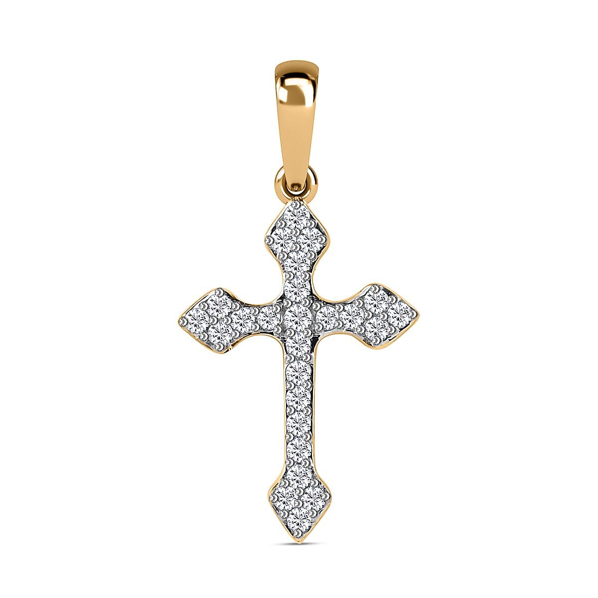 9K Yellow Gold Moissanite Cross Pendant