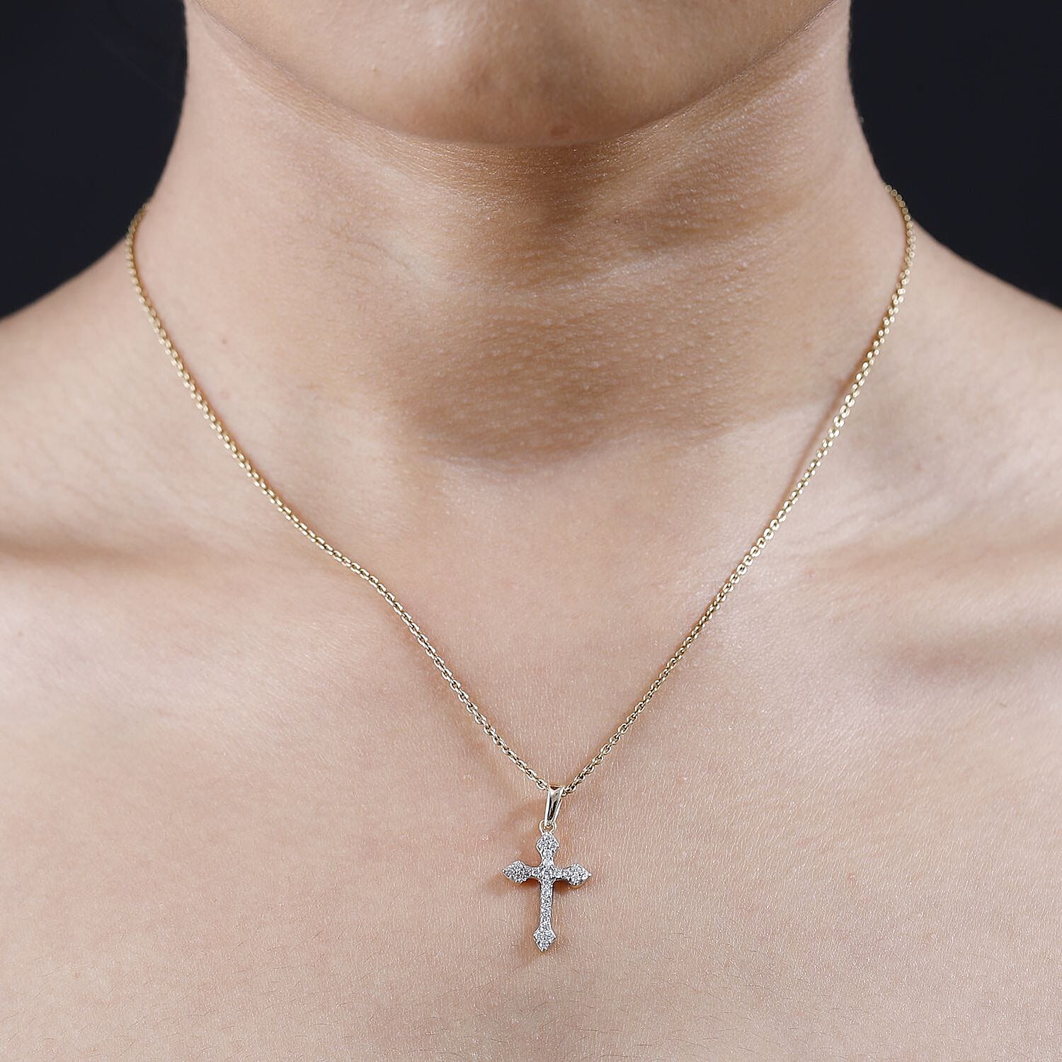 9K Yellow Gold Moissanite Cross Pendant