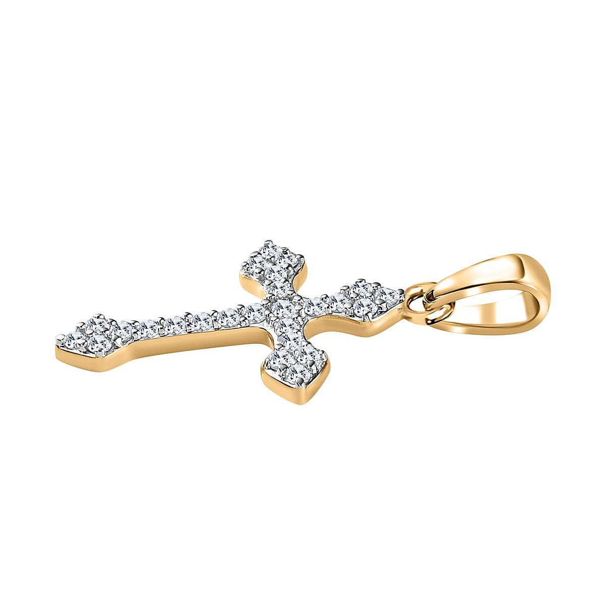 9K Yellow Gold Moissanite Cross Pendant