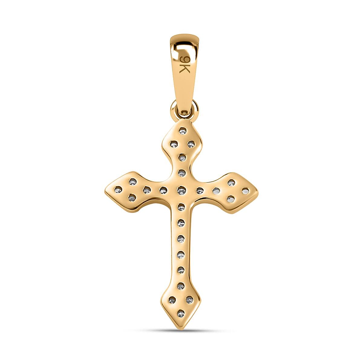 9K Yellow Gold Moissanite Cross Pendant