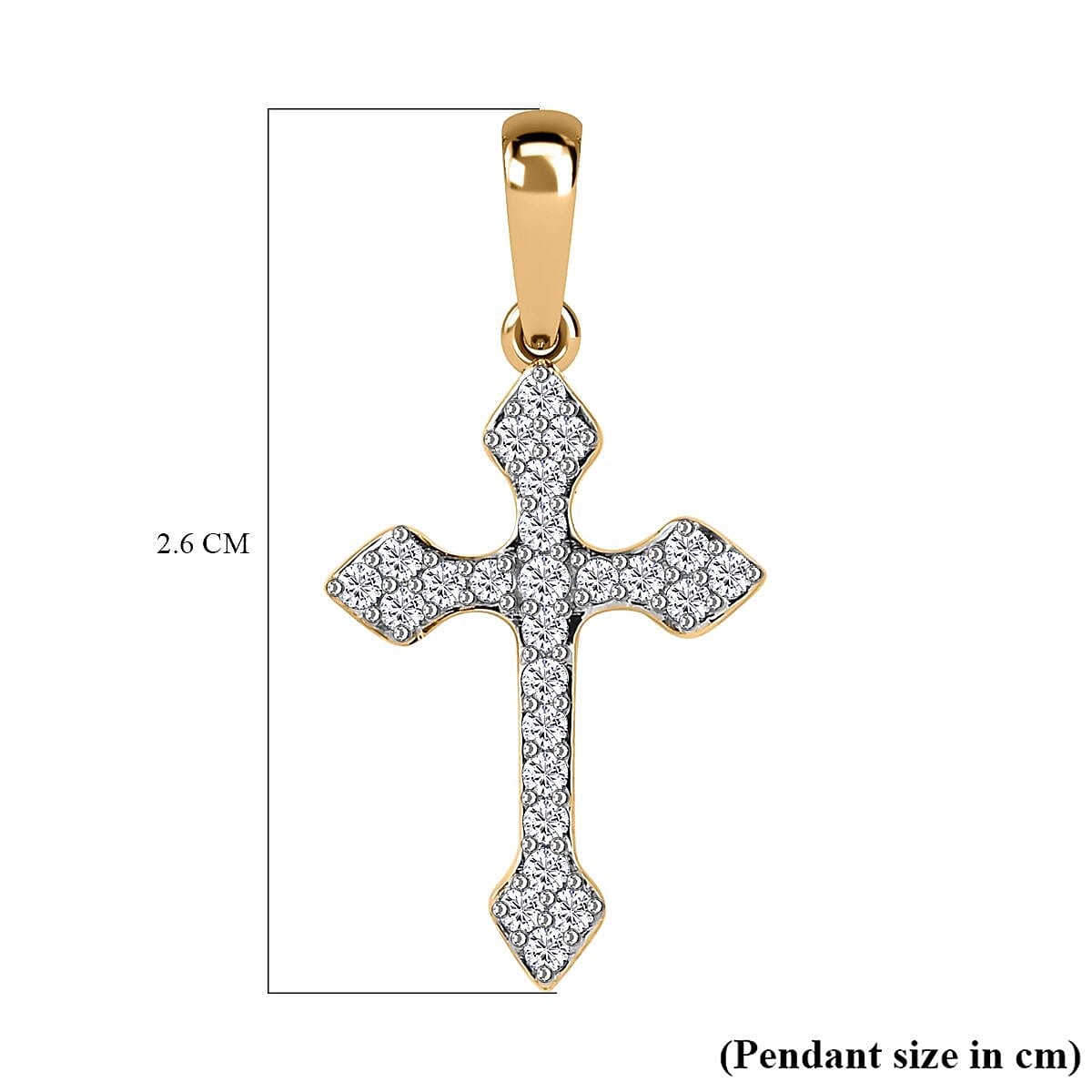 9K Yellow Gold Moissanite Cross Pendant