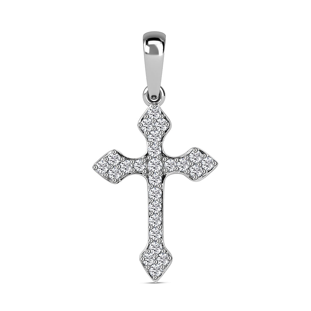 9K White Gold Moissanite Cross Pendant