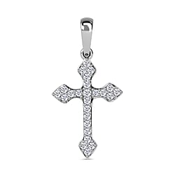 9K White Gold Moissanite Cross Pendant