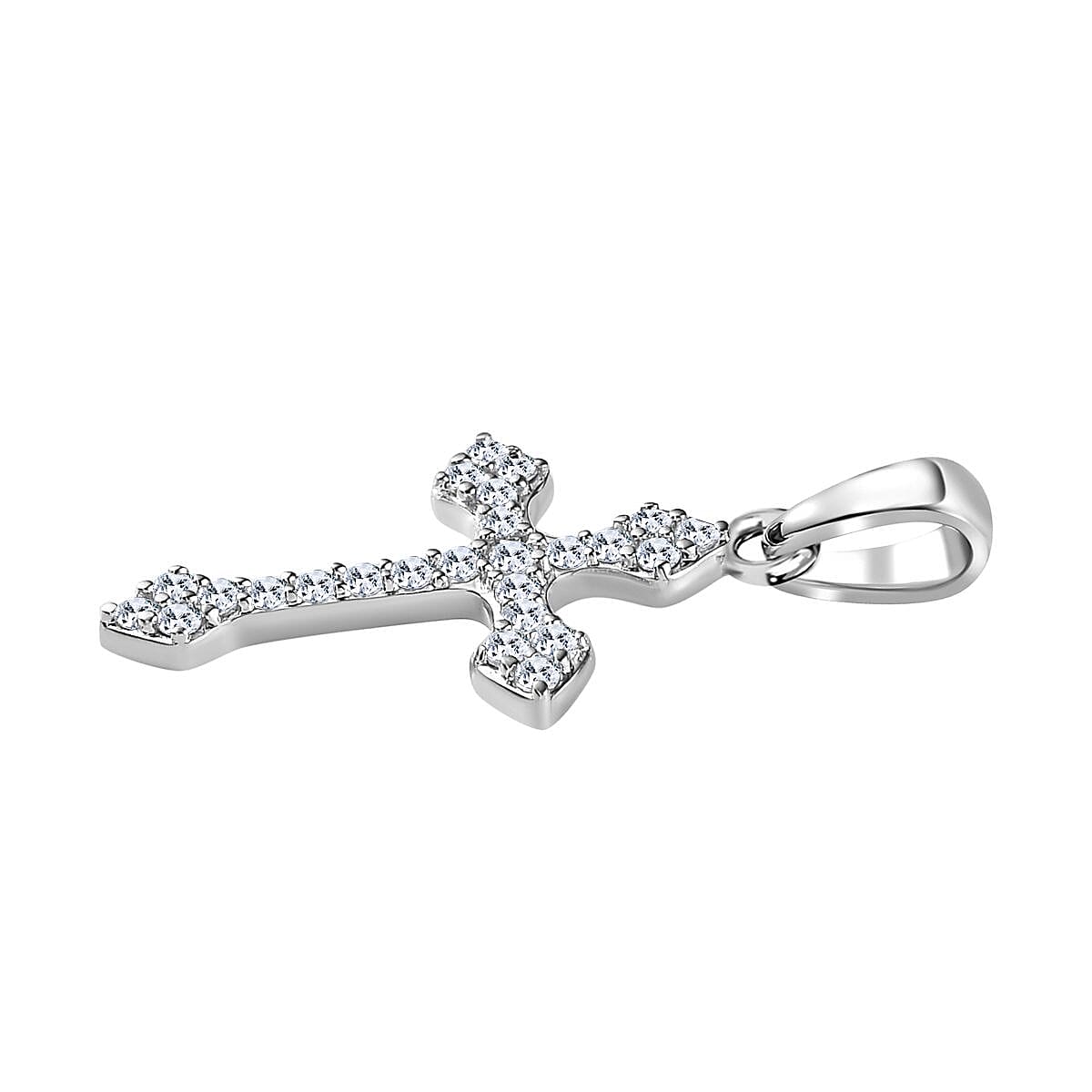 9K White Gold Moissanite Cross Pendant