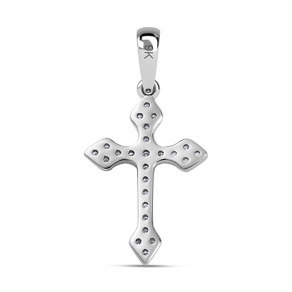 9K White Gold Moissanite Cross Pendant