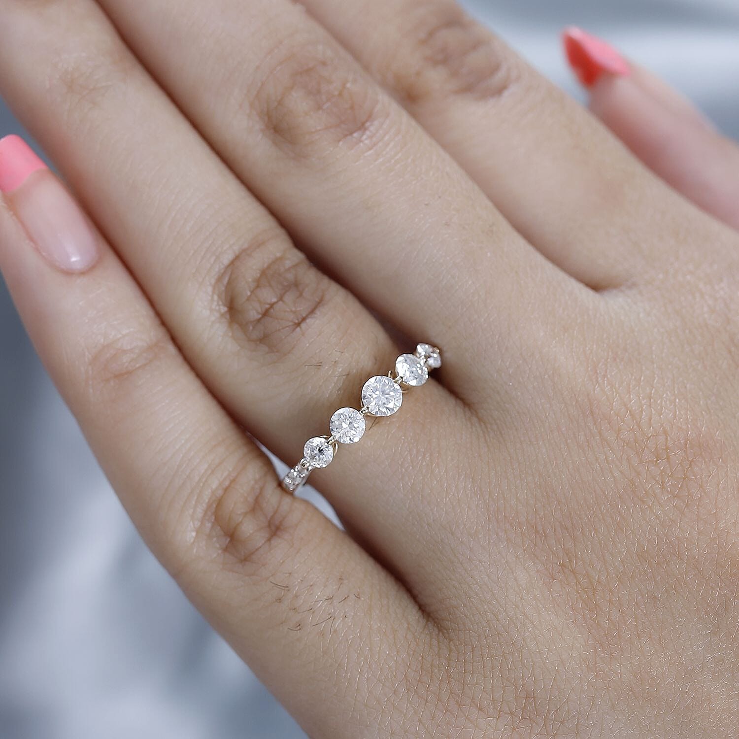 9K Yellow Gold Moissanite Half Eternity Ring