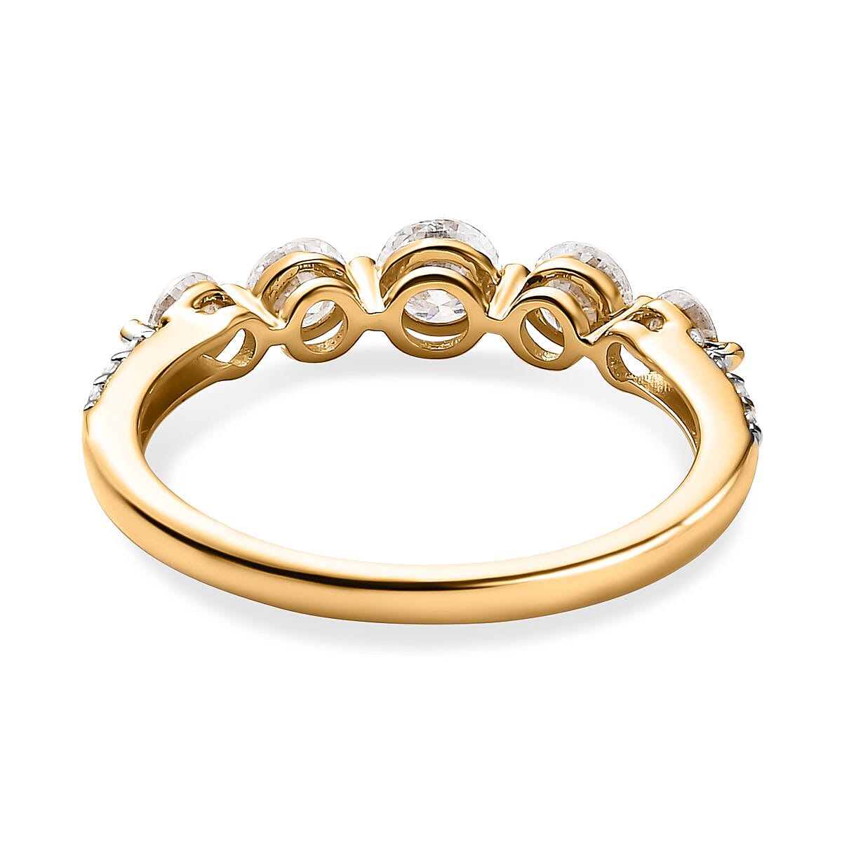 9K Yellow Gold Moissanite Half Eternity Ring