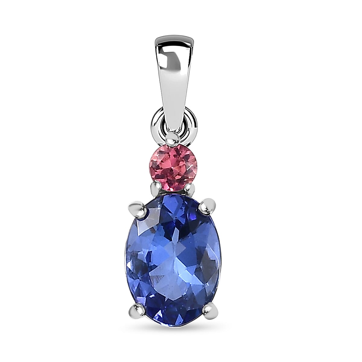 9K White Gold Tanzanite & Pink Tourmaline Pendant