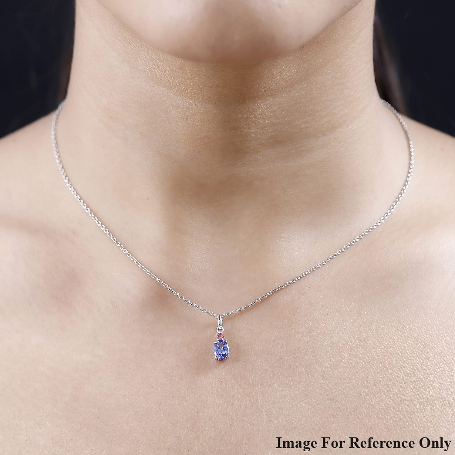 9K White Gold Tanzanite & Pink Tourmaline Pendant