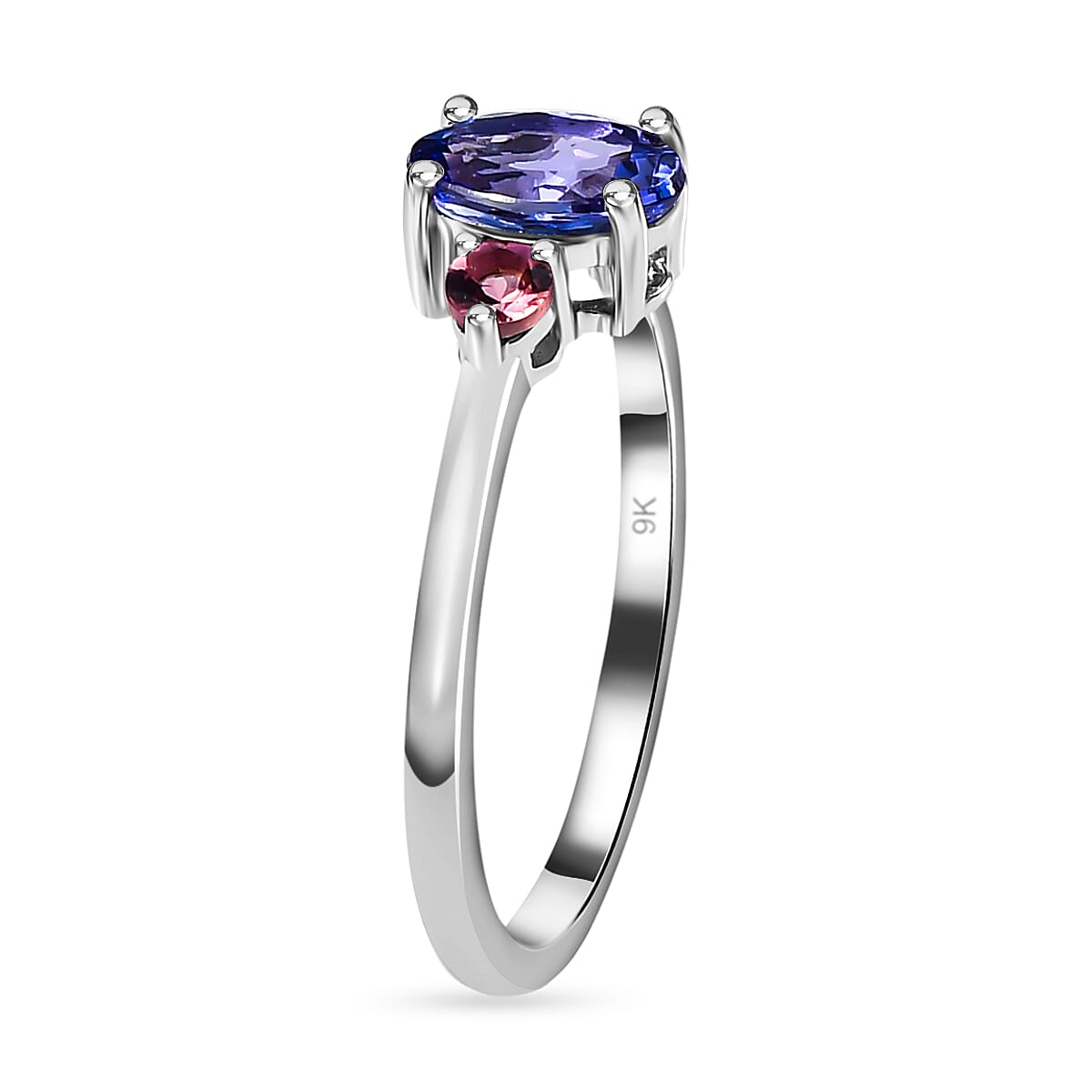 9K White Gold AA Tanzanite & Pink Tourmaline Ring