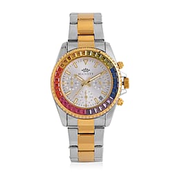 MAJESTY Limited Edition Multi-Function Purple CZ Purple Dial 3 ATM Water Resistant Watch in Gold Tone With Gift Box