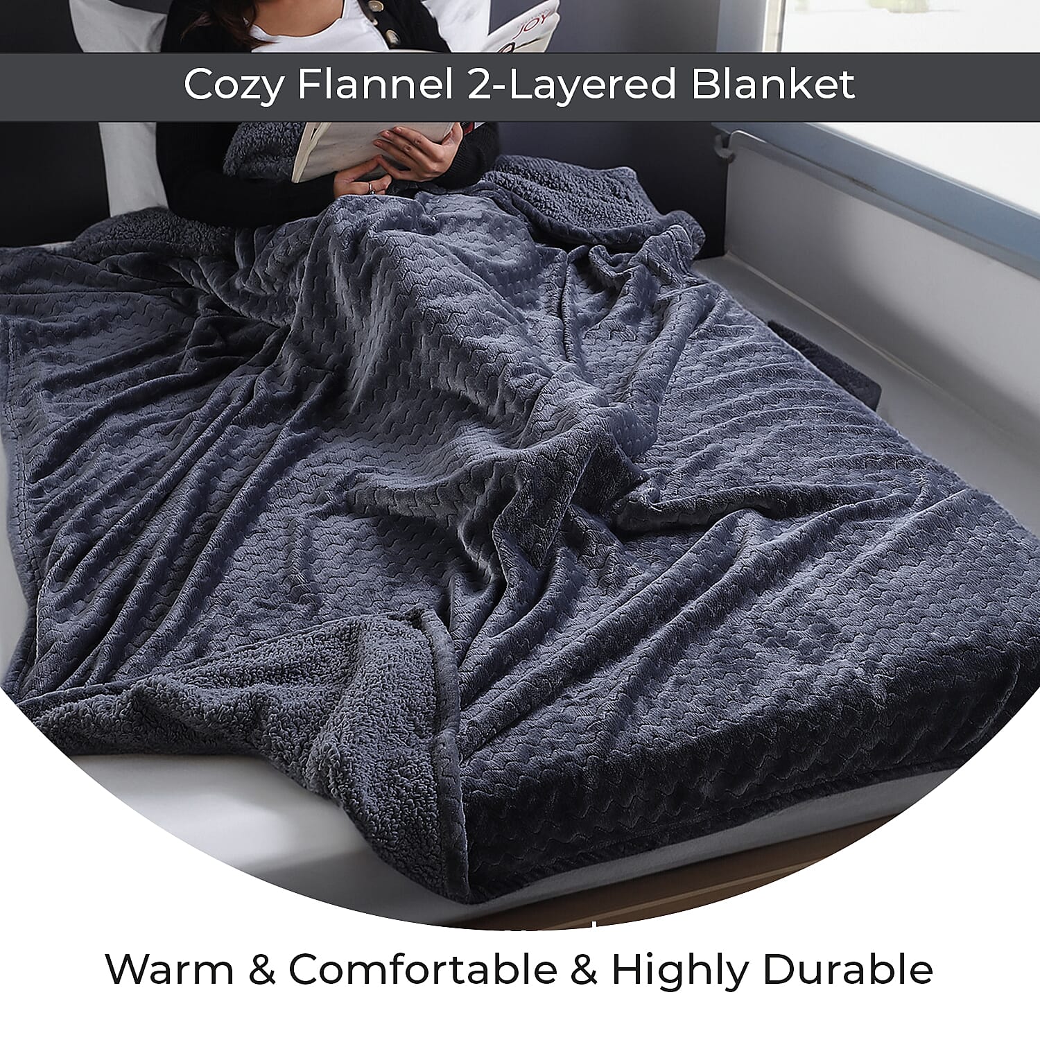 Deluxe Collection- Cozy Flannel Double Layered Blanket (Size 200x150 cm) - Grey