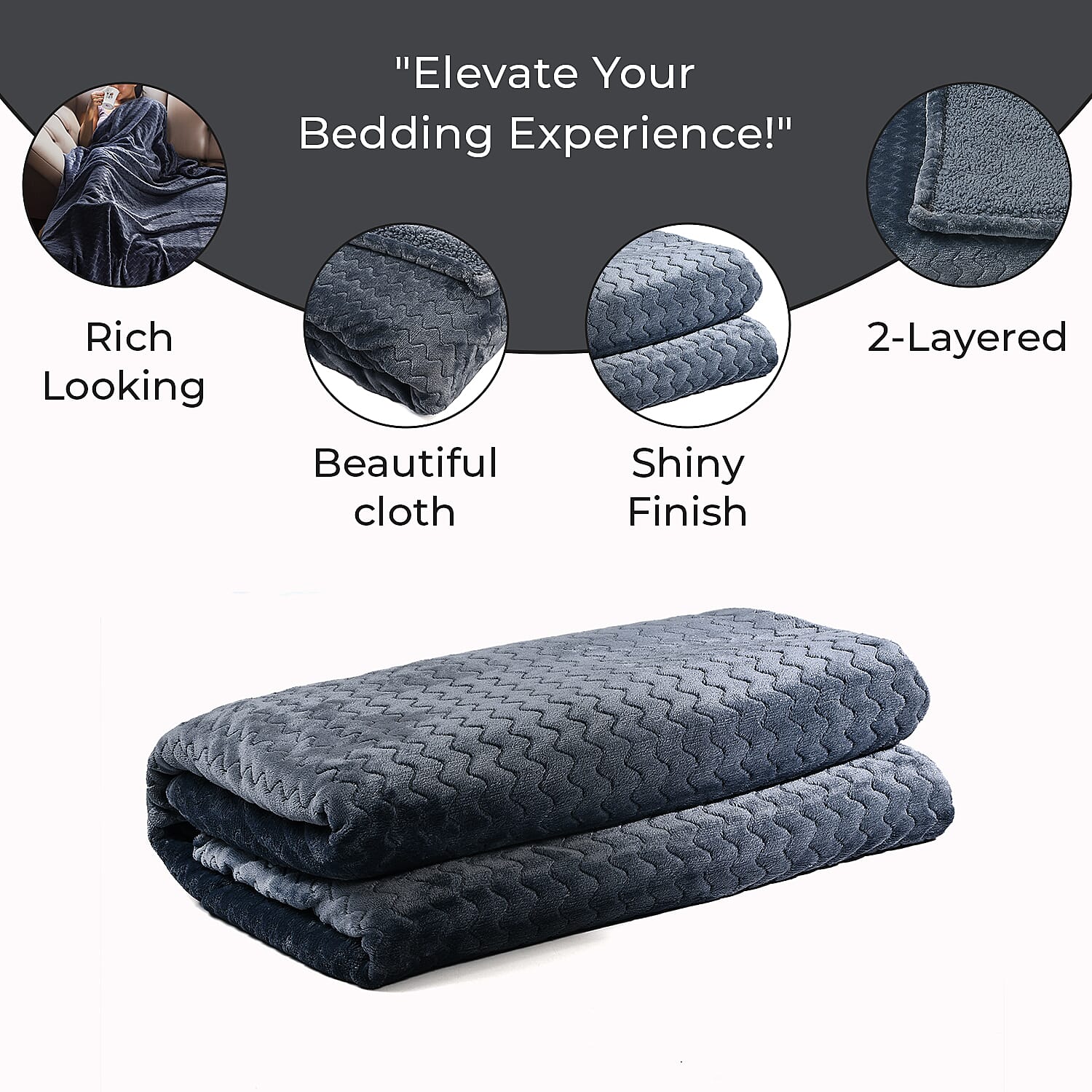 Cosy Flannel Double Layered Blanket - Grey