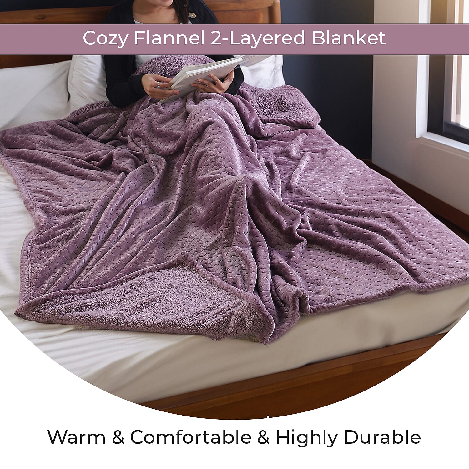 Deluxe Collection- Cozy Flannel Double Layered Blanket (Size 200x150 cm) - Mauve