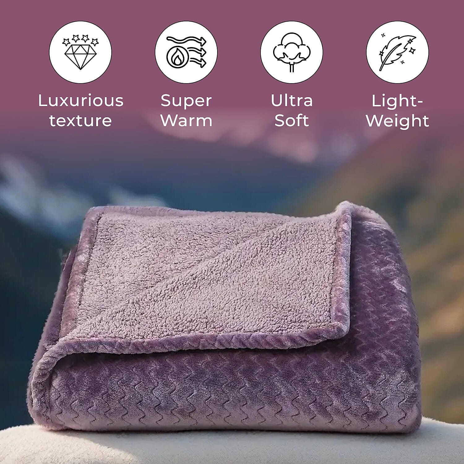 Deluxe Collection- Cozy Flannel Double Layered Blanket (Size 200x150 cm) - Mauve