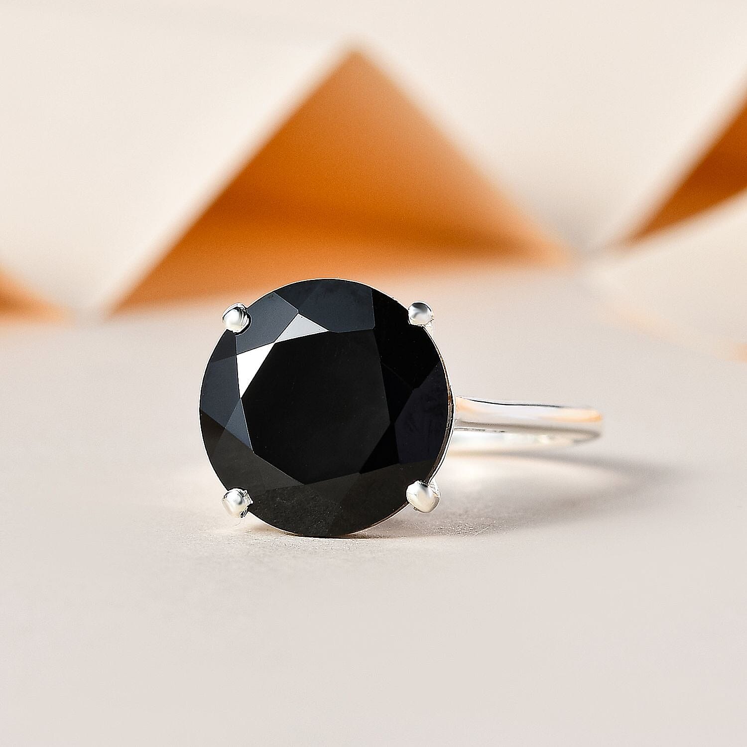 Boi Ploi Black Spinel Solitaire Ring in Sterling Silver 7.48 Ct.