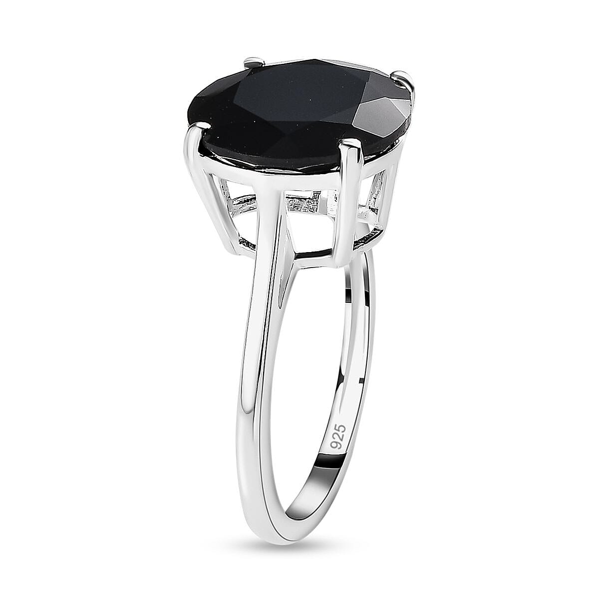 Boi Ploi Black Spinel Solitaire Ring in Sterling Silver 7.48 Ct.