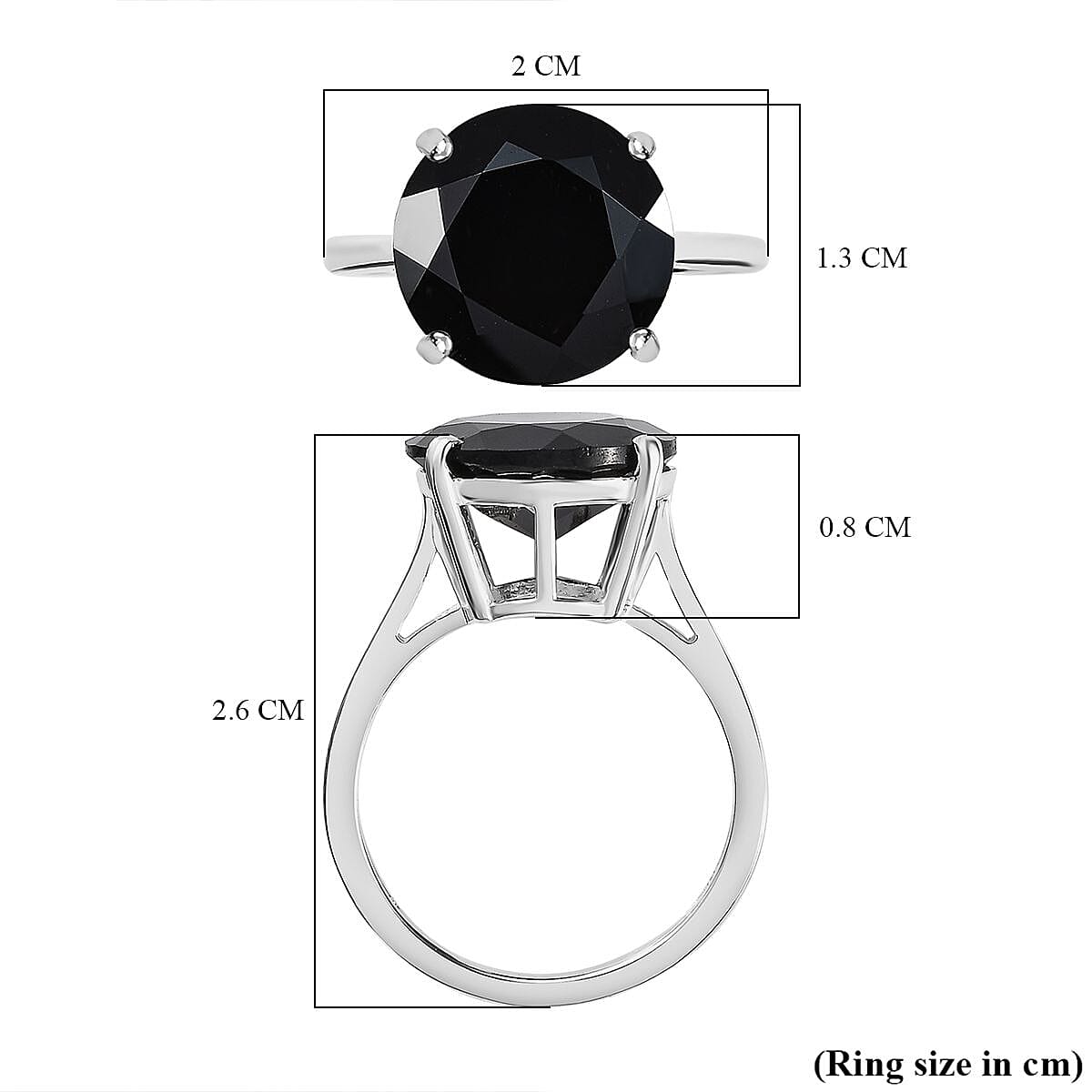 Boi Ploi Black Spinel Solitaire Ring in Sterling Silver 7.48 Ct.