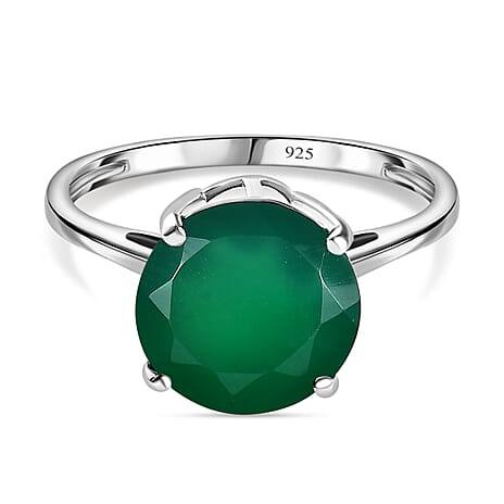 Verde Onyx Solitaire Ring in Sterling Silver 5.40 Ct.