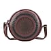 100% Genuine Leather Weaving Round Crossbody Bag - Tan