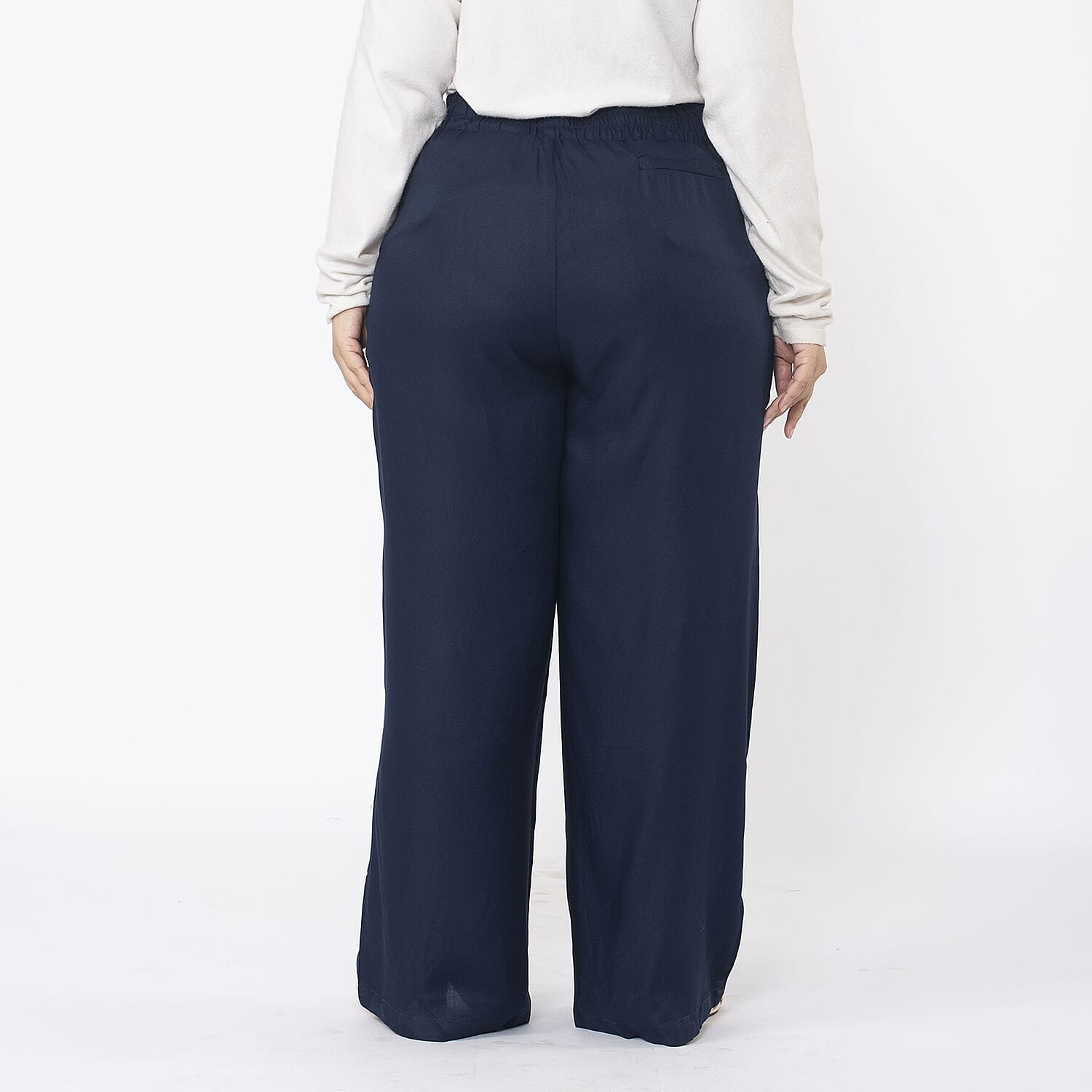 TAMSY 100% Viscose Solid Pant (Size S,8-12) - Navy