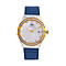 MAJESTY Japanese Miyota Movement Watch with Cubic Zirconia Dial and White Genuine Leather Strap