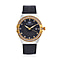 MAJESTY Japanese Miyota Movement Watch with Cubic Zirconia Dial and Black Genuine Leather Strap